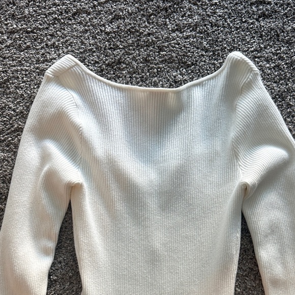 Abercrombie & Fitch Off White Ribbed Long-Sleeve Knit Dress - Picture 7 of 7